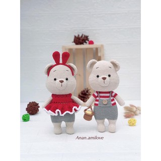 [ AN TOÀN CHO BÉ]  Cặp gấu bằng len handmade - quà tặng cho bé