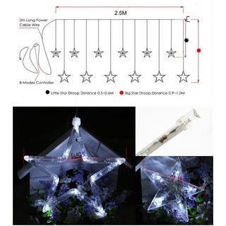 Đèn led rèm nháy Ngôi sao 2,5m đèn 138 led 12 ngồi sao 6 lớn 6 nhỏ ...