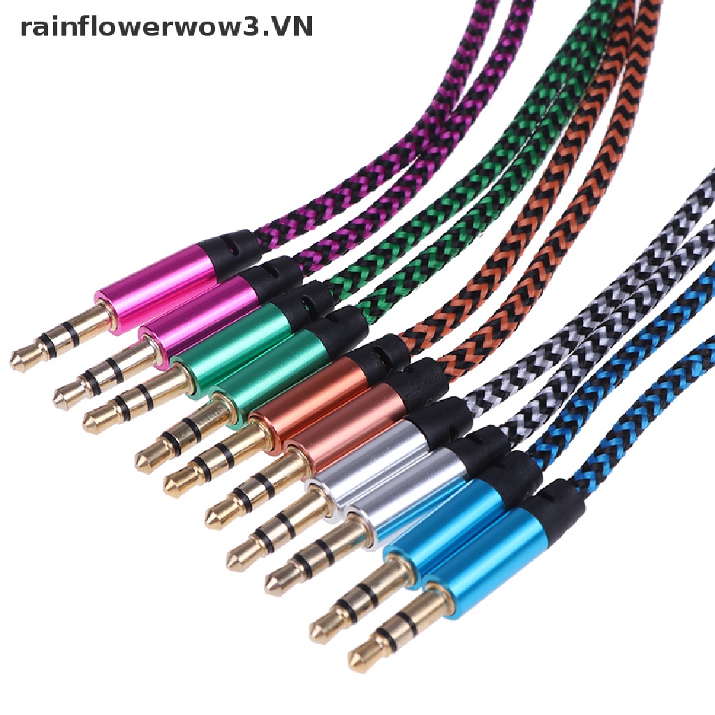 Dây Cáp Âm Thanh Nối Giắc Cắm 3.5mm Với Đầu Cắm Tai Nghe aux Bằng Nilon Dành Cho Điện Thoại / Xe Hơi