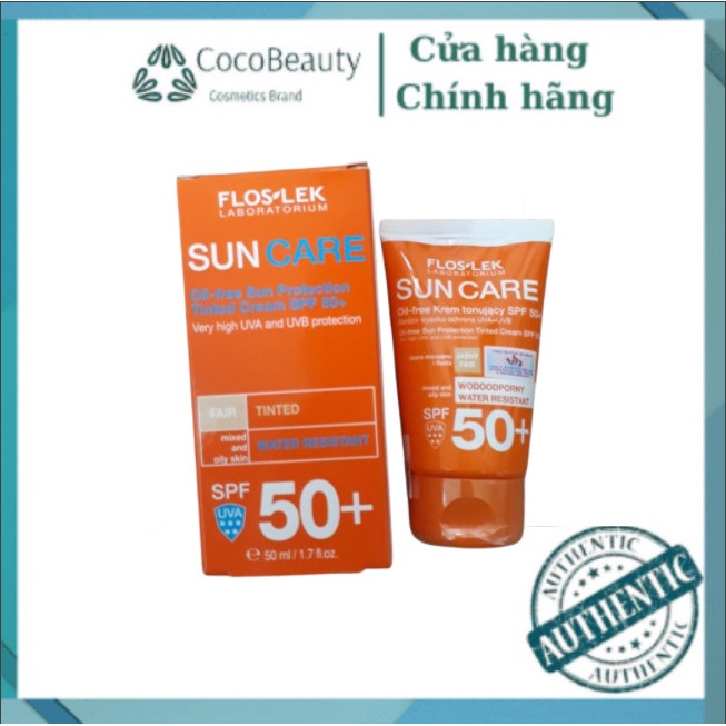 Kem Chống Nắng Cho Da Dầu Mụn Floslek Oil-Free Sun Protection Tinted SPF 50+