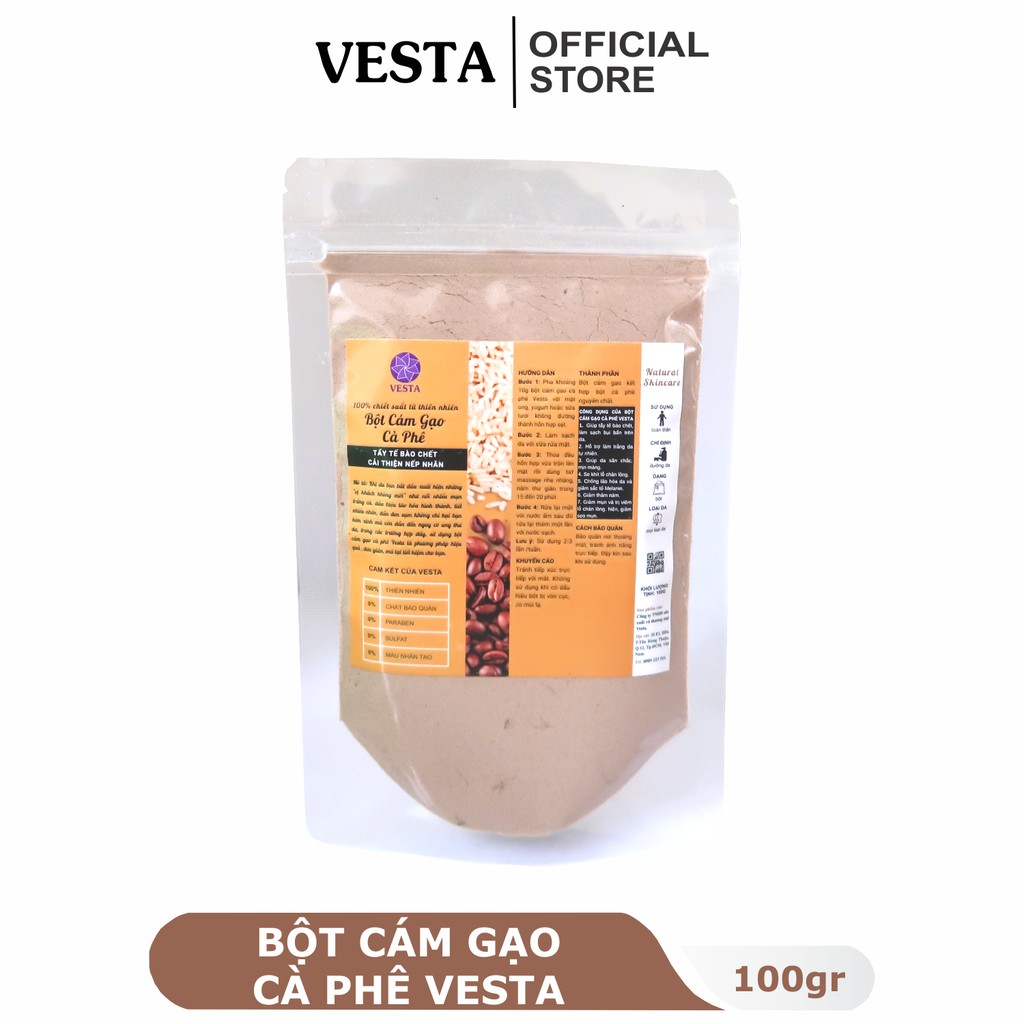 Bột Cám Gạo Cà Phê Nguyên Chất Vesta 100g