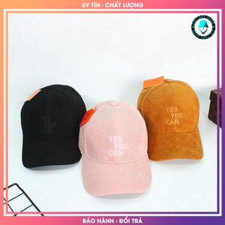 Nón Lưỡi Trai Nhung Đen Hồng Nâu Yes You Can Thoáng Mát