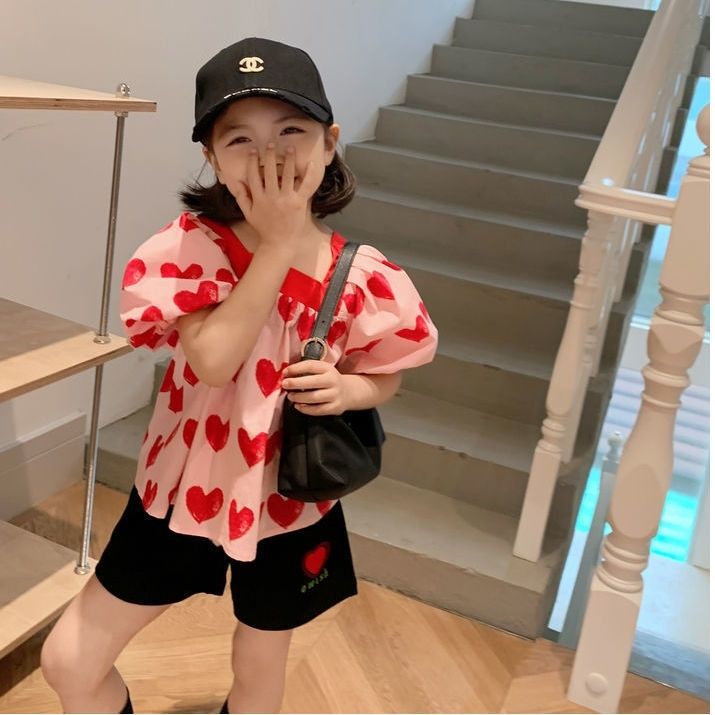 Áo Thun Cotton Cổ Tròn Tay Ngắn Phồng Thoải Mái Thời Trang Mùa Hè Kiểu Pháp Cho Bé Gái