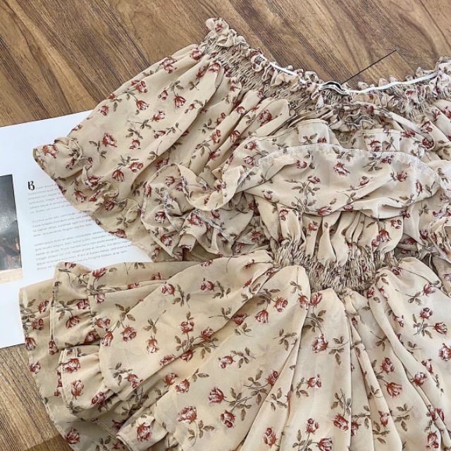 VÁY TRỄ VAI VOAN HOA XẾP BÈO XINH XẮN - ROLL DRESS | BigBuy360 - bigbuy360.vn