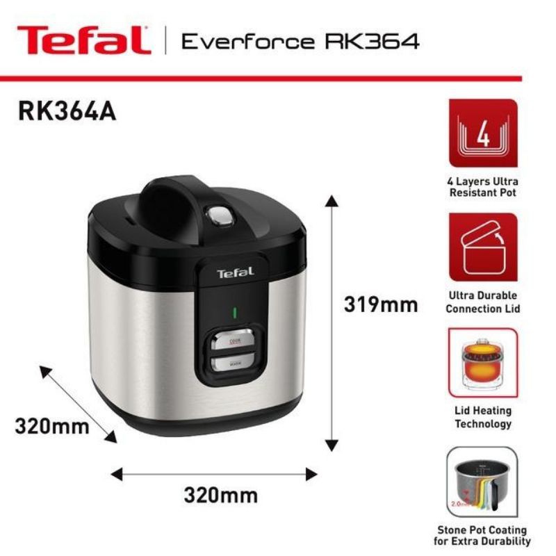 Nồi cơm điện 2.0 lít Tefal RK364A68 | 700W | BigBuy360 - bigbuy360.vn