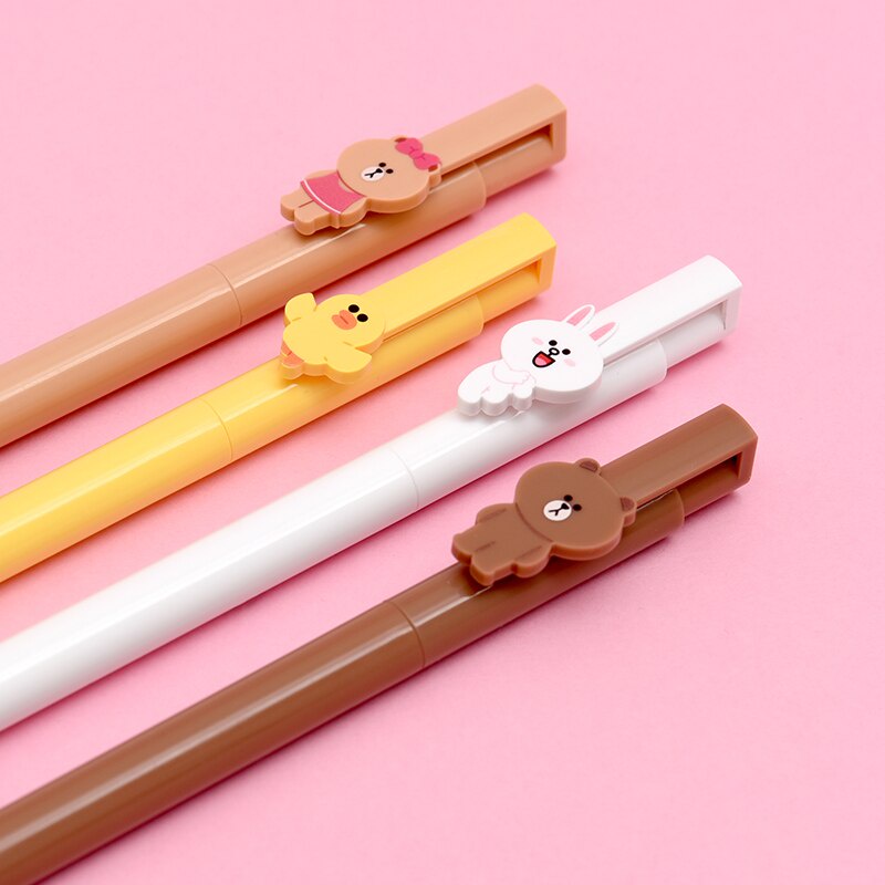 LINE FRIENDS Set 4 Bút Bi Mực Đen Ngòi 0.5MM Thiết Kế Dễ Thương