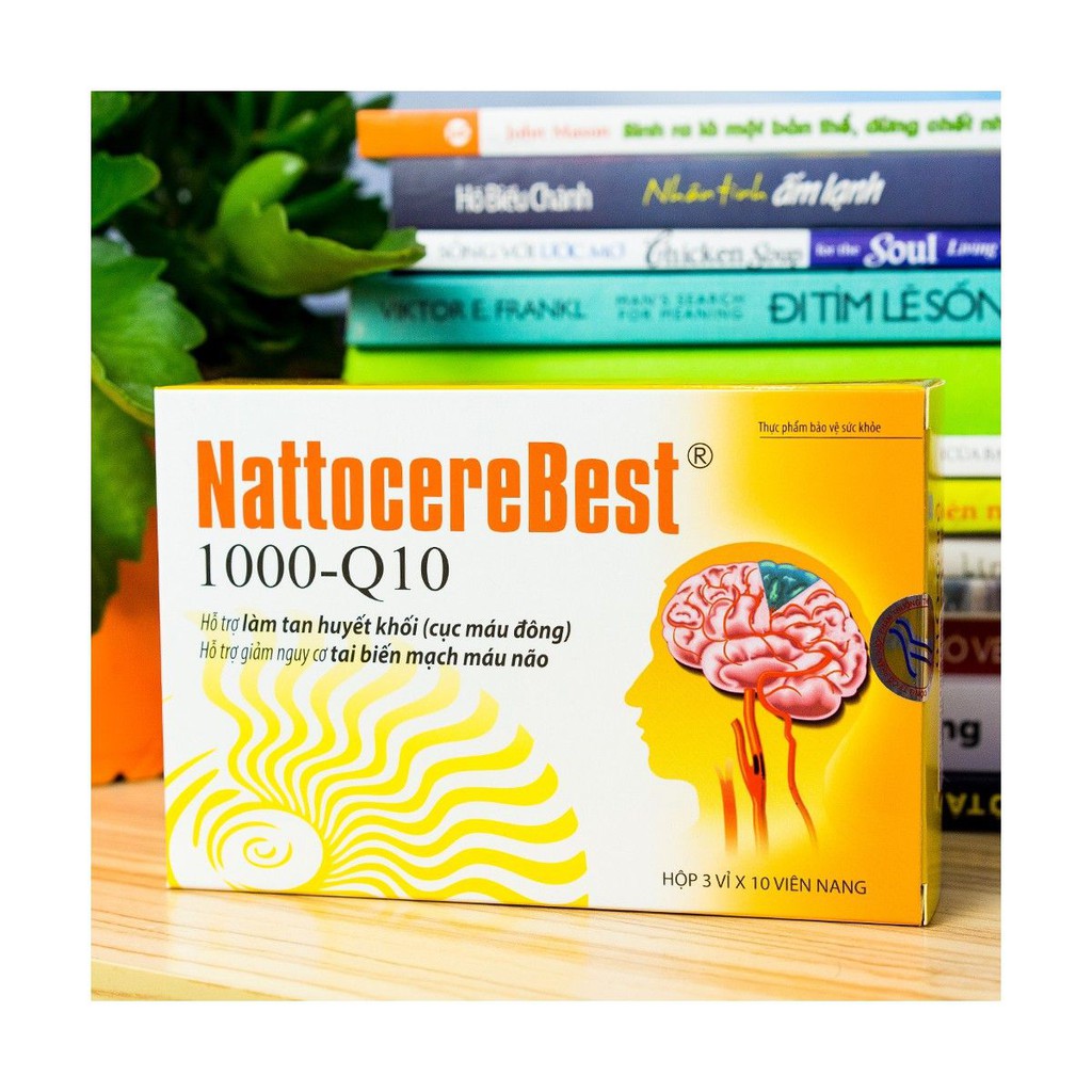 Viên Uống Nattocerebest 1000-Q10 giúp bổ não, trợ tim giảm nguy cơ thiểu năng tuần hoàn não, hỗ trợ làm tan máu đông