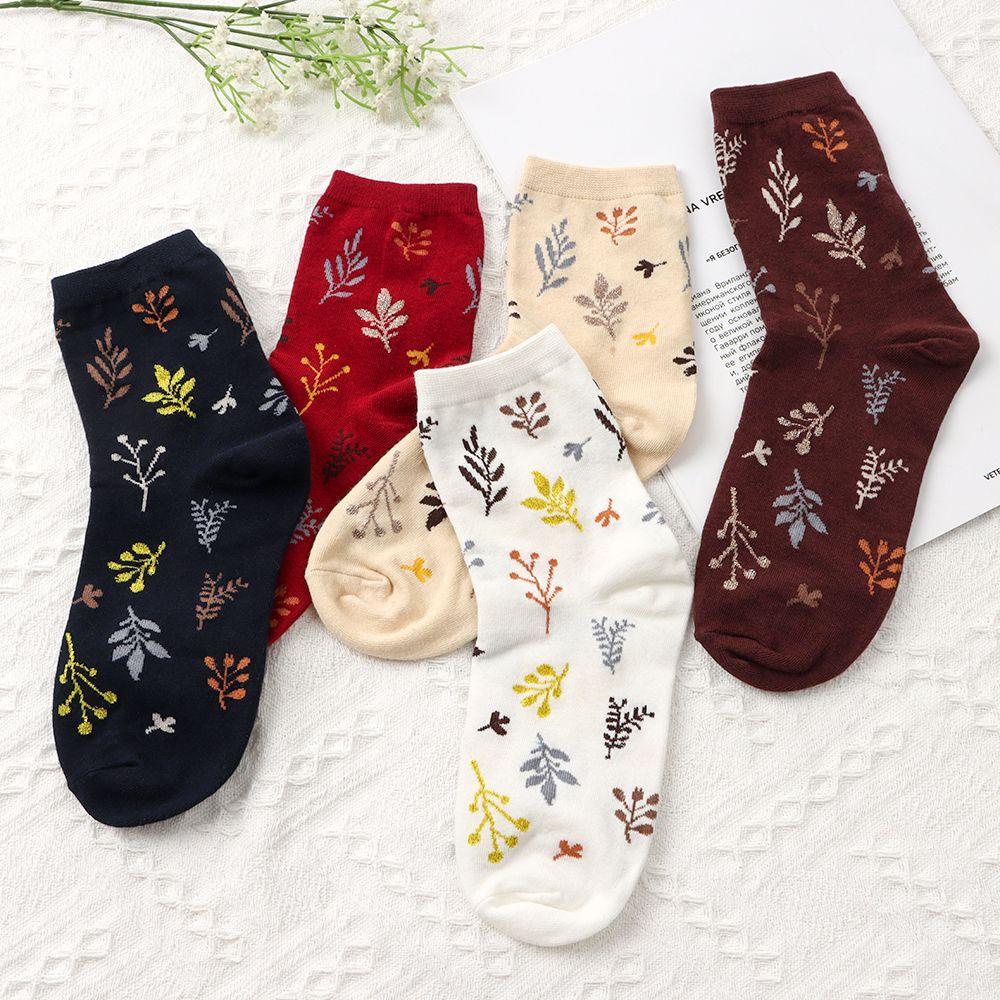 CACTU Vớ Cotton In Họa Tiết Phong Cách Harajuku Nhật Bản Thời Trang Thu Đông