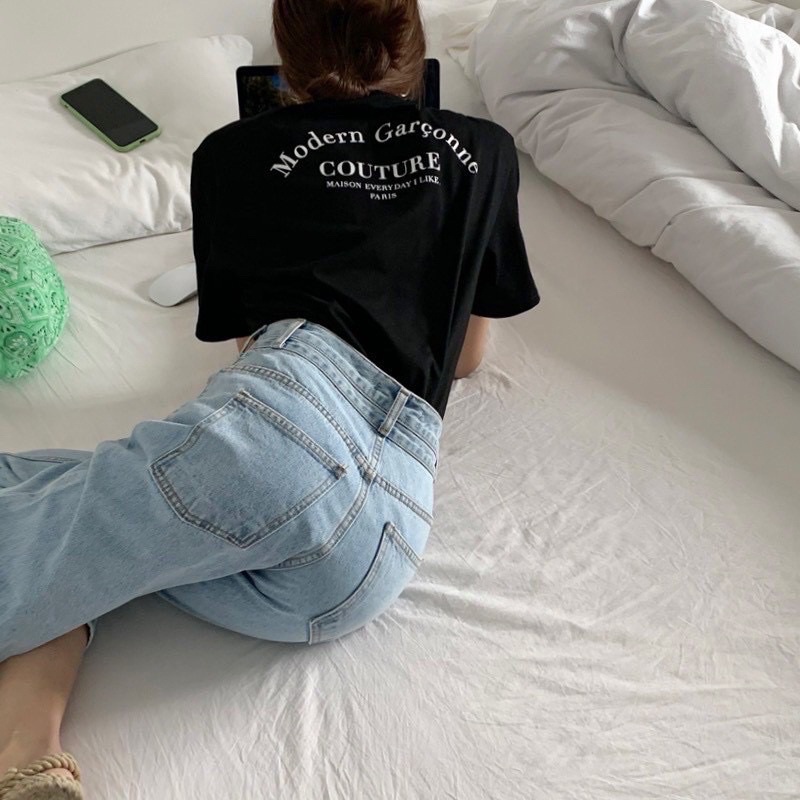 Áo thun Couture tay lỡ form rộng/ Đen - Trắng/ Nam nữ unisex