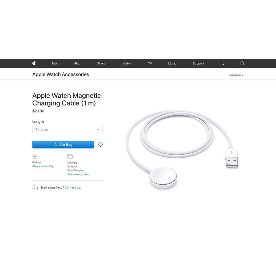 Cáp sạc Apple Watch Magnetic Charging Cable (1 m)