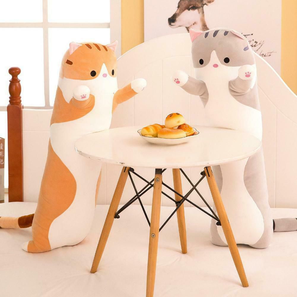 Mèo nhồi bông dài 70cm mềm mại trang trí nhà cửa
