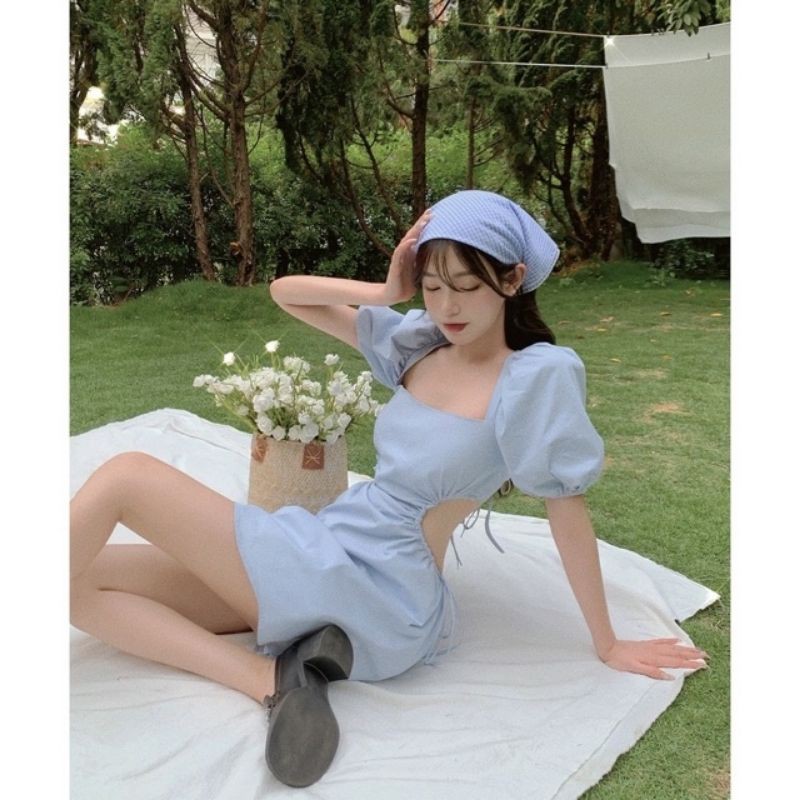 (L233) Đầm cổ vuông hở lưng cách điệu hàng order (có ảnh thật và bảng size ở cuối) | BigBuy360 - bigbuy360.vn
