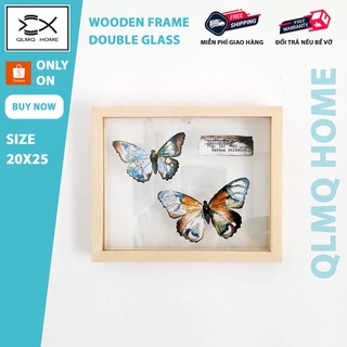 Khung ảnh gỗ 2 mặt kính 20x25 - Khung hình gỗ thông mặt kính treo tường để bàn Wooden Frame QLMQ Home