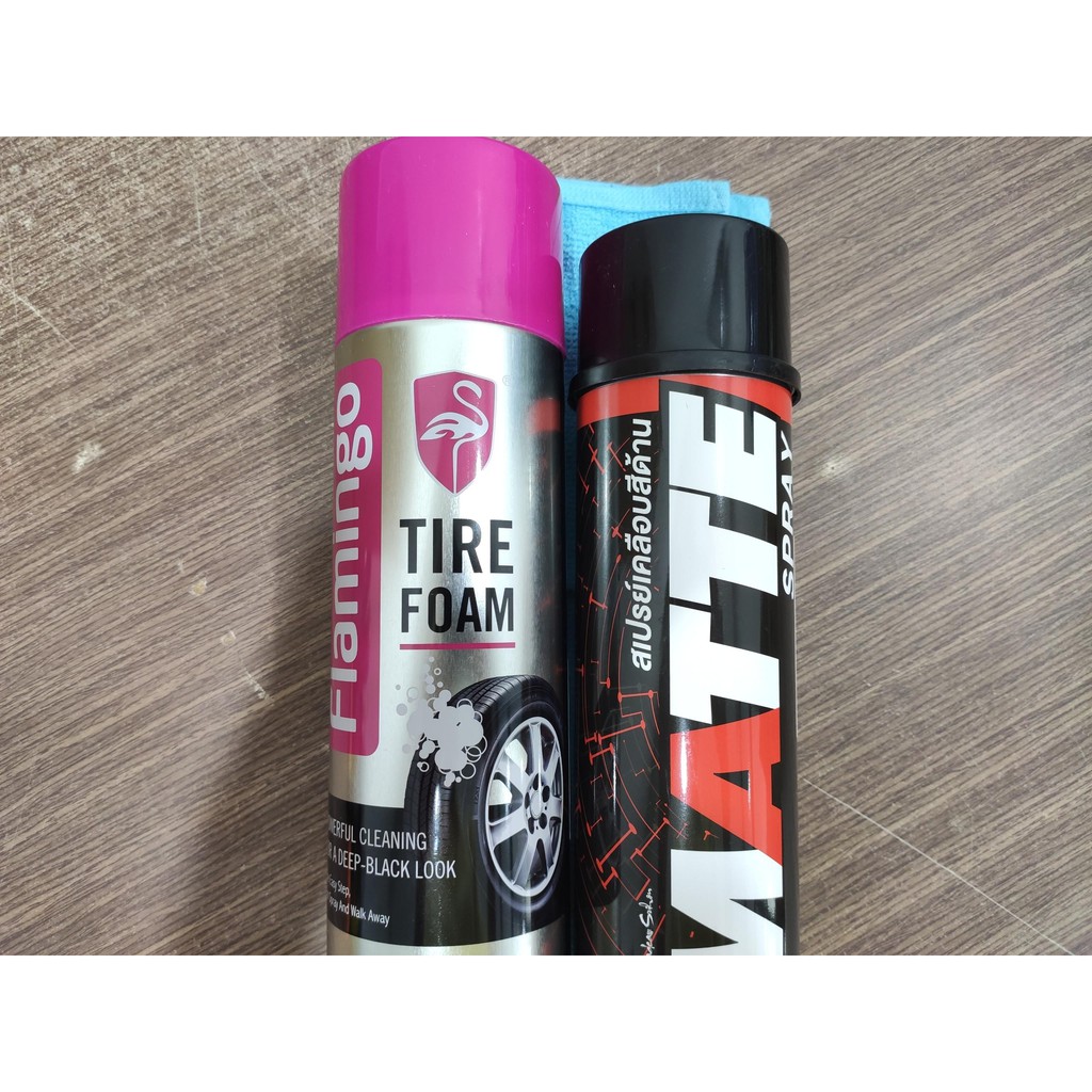 Combo Làm Sạch Lốp Dưỡng Nhựa Nhám Lube71 Matte Flamingo TIRE Kèm Khăn