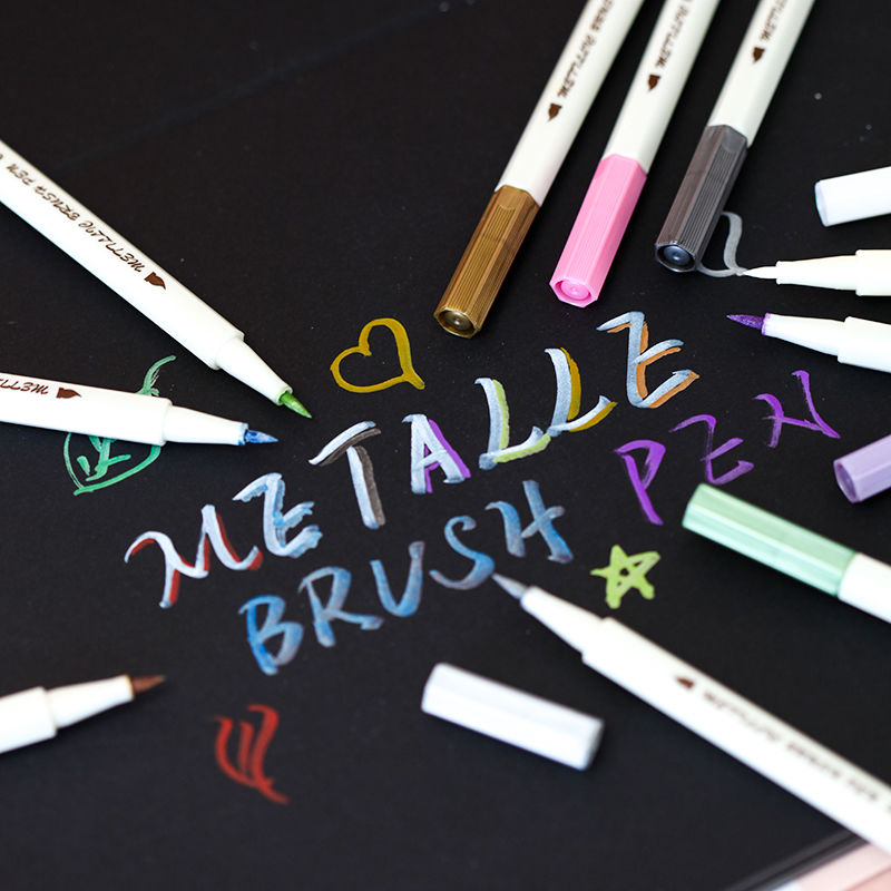 Bút lông đầu tròn màu ánh kim dành cho học sinh trang trí sổ tay
