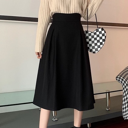 BIGSIZE Nữ chân váy chữ a dáng dài lưng cao màu đen mùa thu Phong cách Hàn Quốc cho người mập béo 45-100kg quảng châu cao cấp | BigBuy360 - bigbuy360.vn