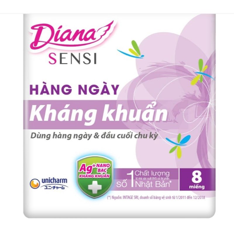 Băng vệ sinh DIANA hằng ngày mỏng, nhẹ, kháng khuẩn,siêu thoát ẩm, kiểm soát mùi hiệu quả