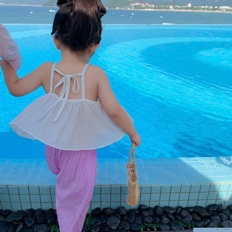 Áo hai dây thoáng khí màu sắc thoải mái thời trang mùa hè dành cho bé gái