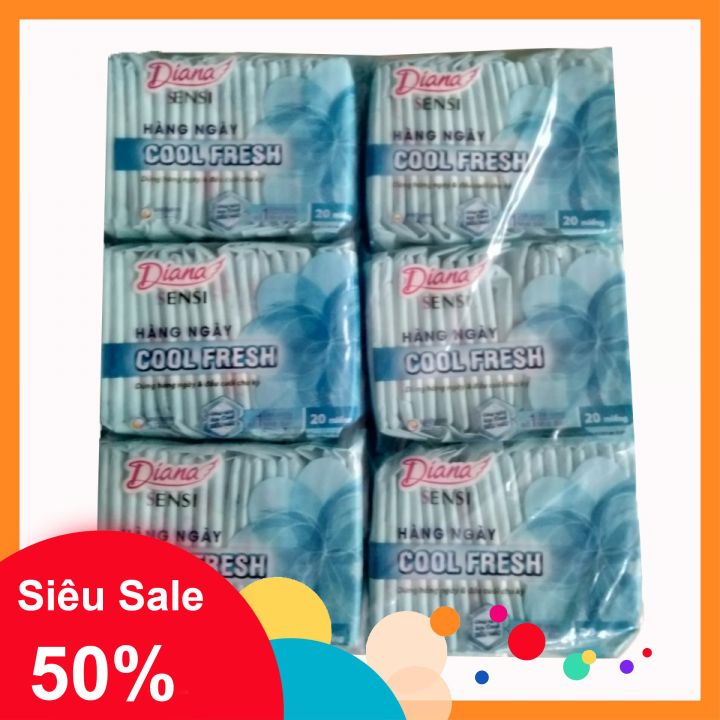 Combo 6 Gói Băng Vệ Sinh Hằng Ngày Diana Sensi Siêu Tiện Lợi Dùng Hằng Ngày
