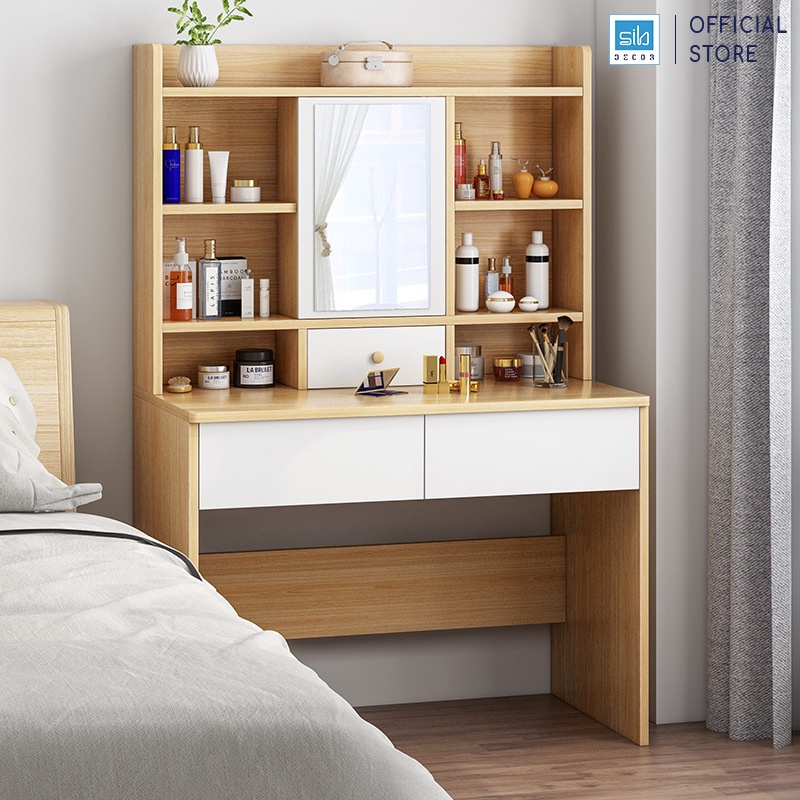 Bàn Trang Điểm Và Làm Việc Đa Năng Cỡ Lớn Cho Phòng Ngủ SIB Decor, Tặng Kèm Ghế Bọc Nệm