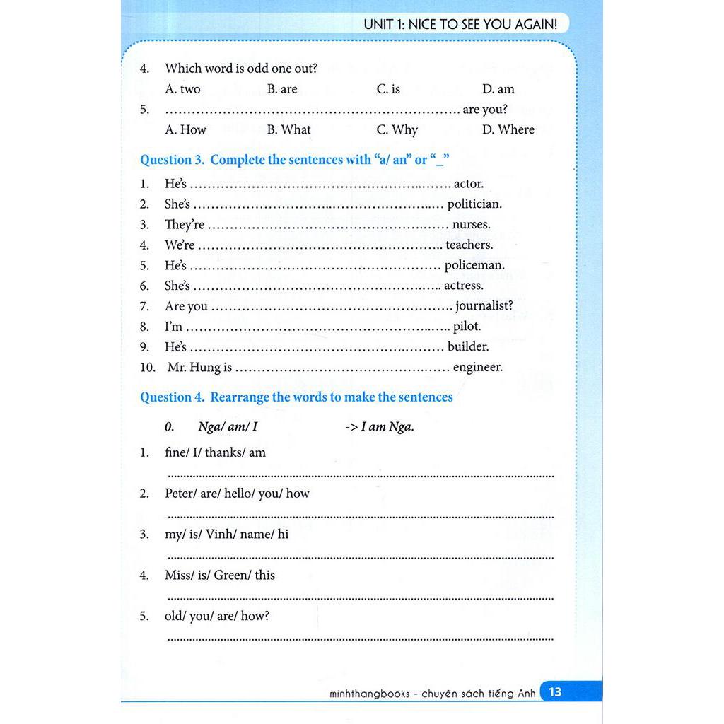 Sách Bài Tập Tiếng Anh Lớp 4 - Có Đáp Án