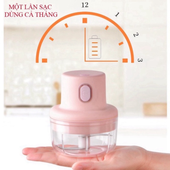 Máy Xay Tỏi Ớt, Máy Xay Thịt Mini Đa Năng Cầm Tay Sạc Điện Cực Kỳ Tiện Lợi