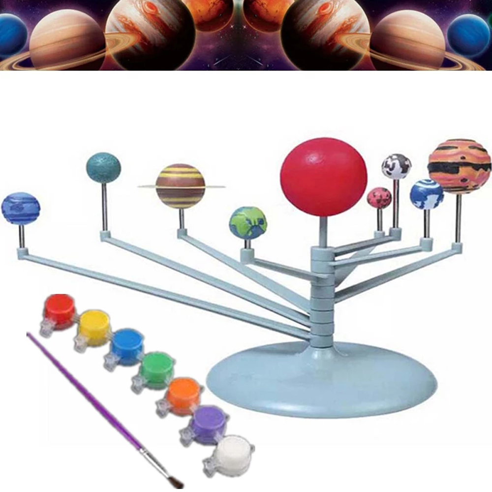 DOREEN Early Education Solar System Technology Learning Science Toys Model Toys Educational Toy Nine Planets Kids Gift For Child Assembly Planetarium DIY Toys