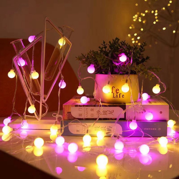 Dây đèn led Cherry Ball bi đục trang trí lễ Tết, decor nhà cửa