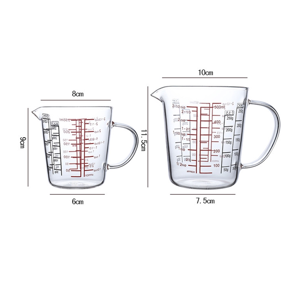 Ca thủy tinh chia vạch đong sữa dung tích 250ml và 500ml