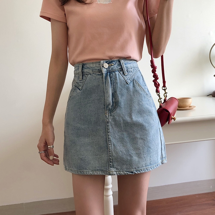Váy Denim Lưng Cao Phong Cách Hàn Quốc 35332