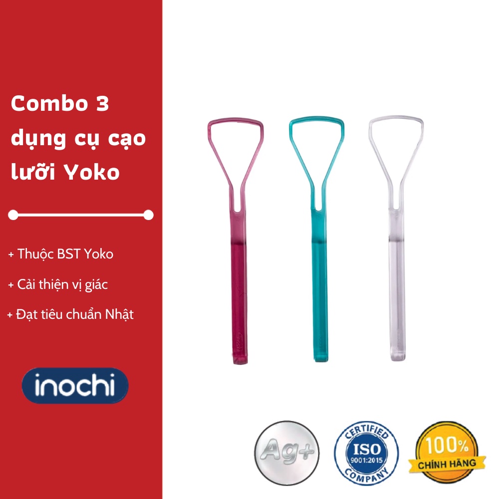 Set 03 Dụng cụ cạo lưỡi Okina lnochi - Vuông/tròn/tam giác - Giúp cải thiện vị giác, Giảm hôi miệng, Chất lượng Nhật Bản