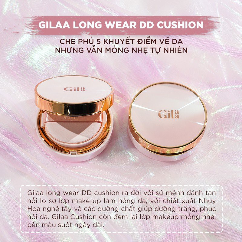 Phấn nước dưỡng da, che phủ mỏng nhẹ Gilaa Long Wear DD Cushion SPF50+/ PA+++-HONGS BEAUTY | BigBuy360 - bigbuy360.vn