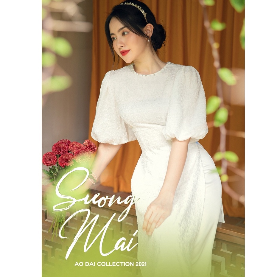 Áo Dài Trắng “Sương Mai”_Áo Dài Thiết Kế Tay Chuông Nhẹ Nhàng