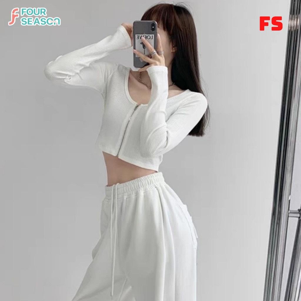 Áo croptop tay dài dây kéo ulzzang ACT06 4S áo thun tay dài chất vải mềm mịn chất lượng