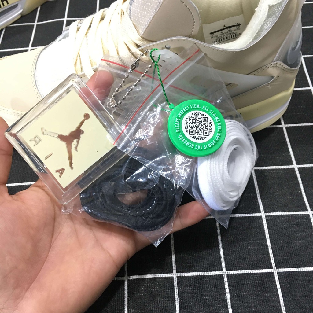 Giày Jordan 4 Off White Full Box Phụ Kiện Bản Trung [Fullbox+ bill+ tag+2 dây phụ)