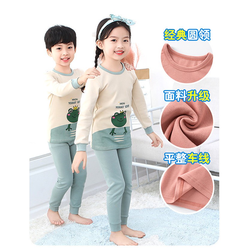 Bộ Đồ Ngủ Tay Dài Chất Liệu Cotton 100-160cm Thời Trang Xuân Thu Cho Bé