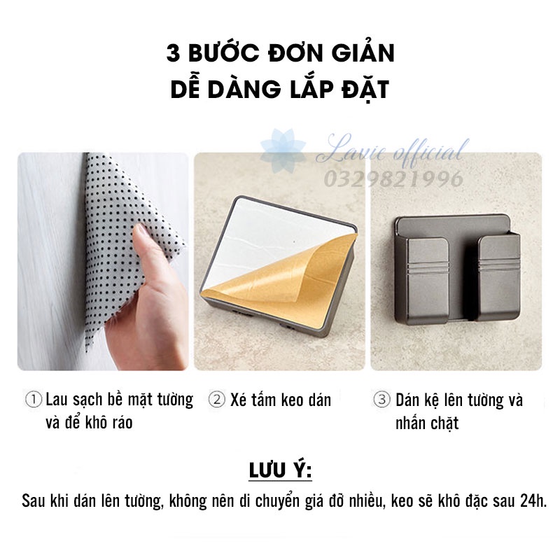 Giá Điện Thoại Dán Tường, Kệ Dán Tường Để Điện Thoại và Remote Không Cần Khoan Keo Dính Chắc Chắn