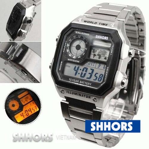Đồng Hồ Nam Chính Hãng Dây Thép Mặt Vuông SHHORS AE-1200WHD.