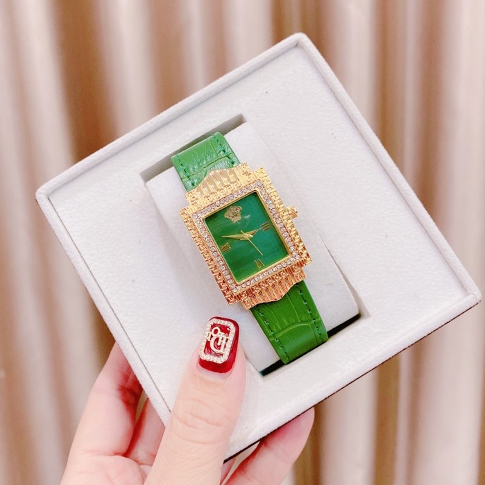 đồng hồ thời trang nữ đẹp VERSACE đeo tay  dây da cao cấp chống nước chống xước mặt tròn mạ vàng trẻ trung sành điệu | BigBuy360 - bigbuy360.vn