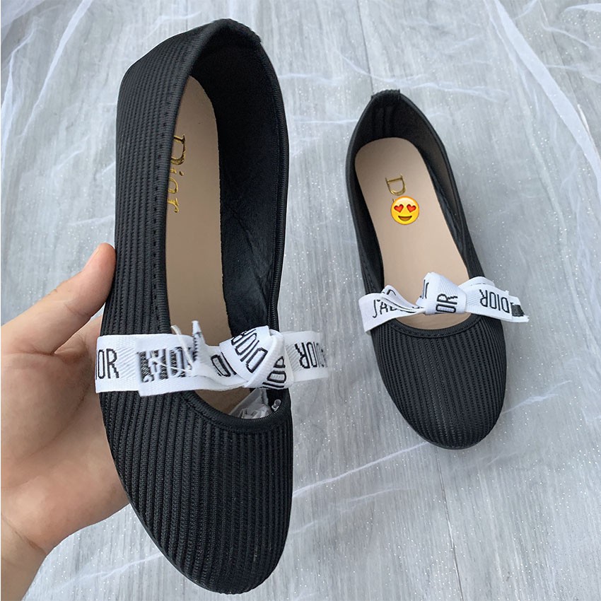 [Sale 50%] Giày bệt nữ nơ trắng chất chun co giãn êm chân | BigBuy360 - bigbuy360.vn