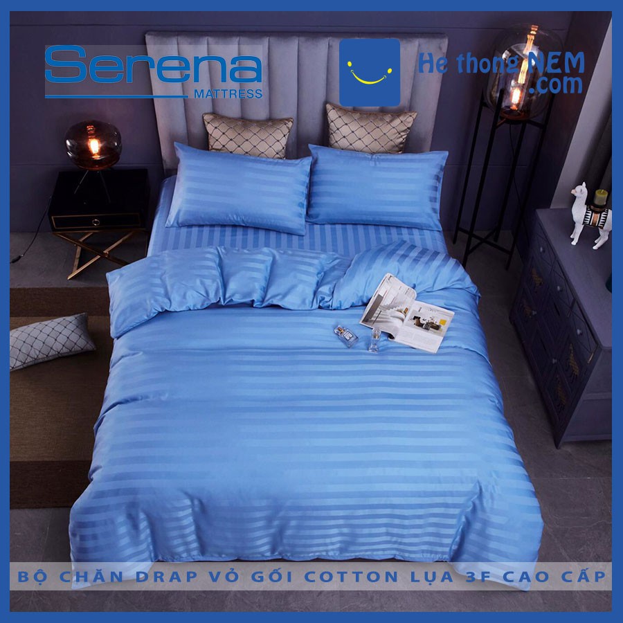 Bộ Chăn Ga Gối Lụa Satin 3F SERENA Set Ga Trải Giường Drap Giường Lụa Cao Cấp - Hệ Thống Nệm