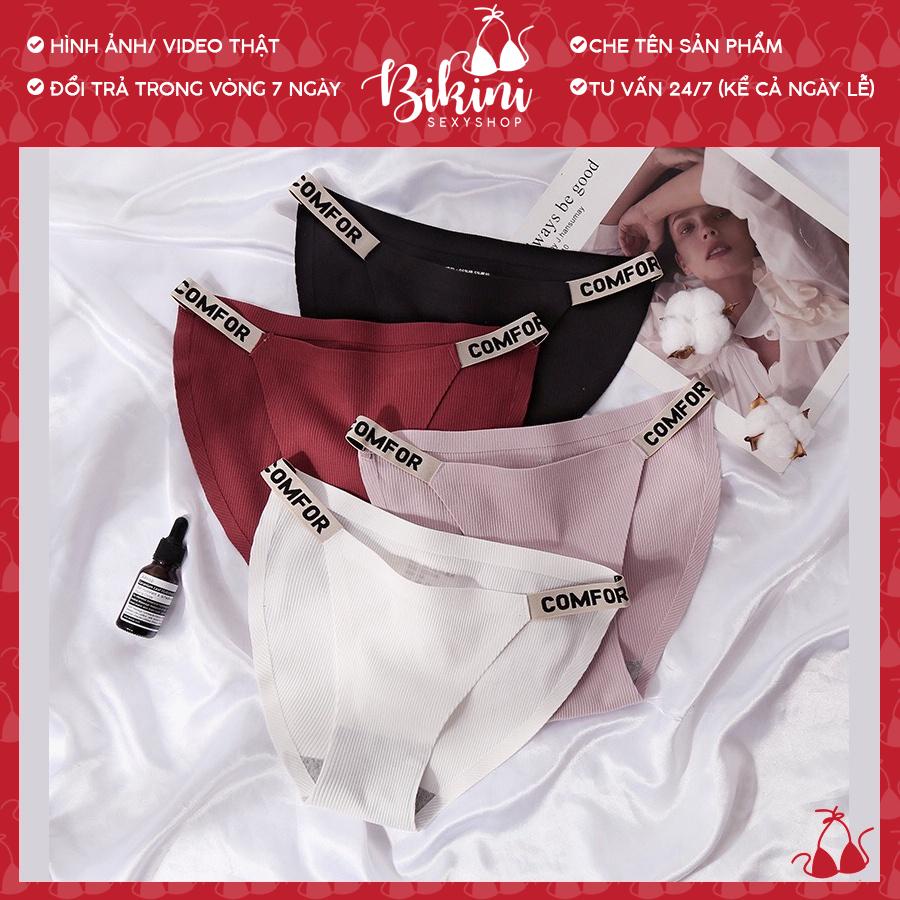 Quần lót su gân không đường may cạp chữ gợi cảm dành cho nữ Size M/ L màu đen/ đỏ/ trắng/ hồng s996