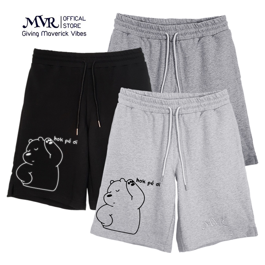 Quần đùi nam nữ MVR thun cotton da cá unisex thể thao cao cấp ống rộng bigsize style hàn quốc đẹp gấu hok pé ơi TT390