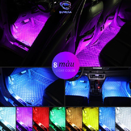 Đèn gầm ghế ô tô xe hơi bộ 4 dải led 9 LED đổi màu - phụ kiện đồ chơi ô tô xe hơi EUNOIA
