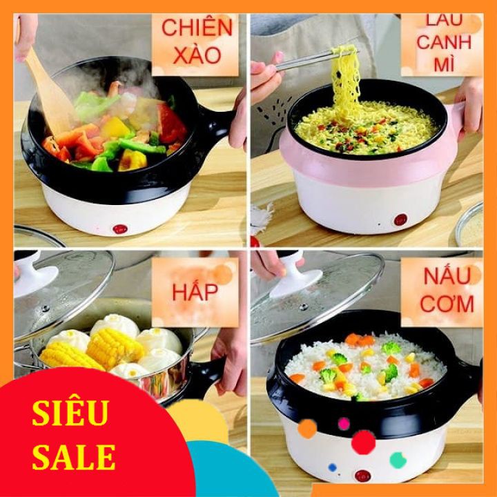 💥HÀNG XỊN💥 Nồi Điện Mini Hai Tầng Đa Năng Tặng Kèm Khay Hấp có thể Chiên, Xào, Nấu ăn, nấu cơm, nấu lẩu mini | BigBuy360 - bigbuy360.vn