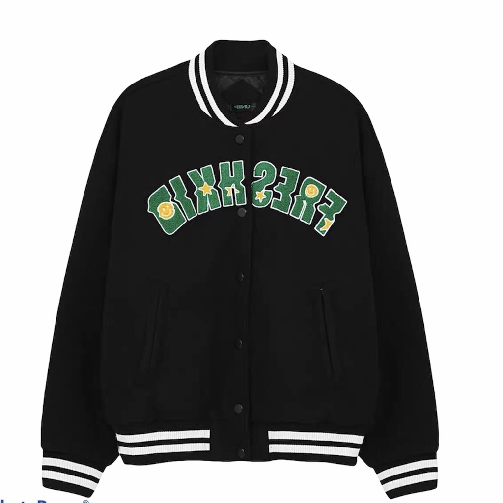 Áo khoác bomber varsity bóng chày nam nữ chất liệu Kaki 2 lớp WINCO FRES