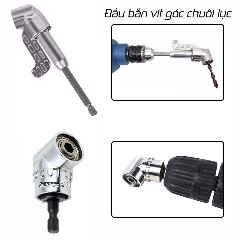 Đầu chuyển hướng máy khoan bắt vít, chuyển hướng bắn tô vít góc chuôi lục giác, đổi góc vặn vít, bắt vít góc khuất