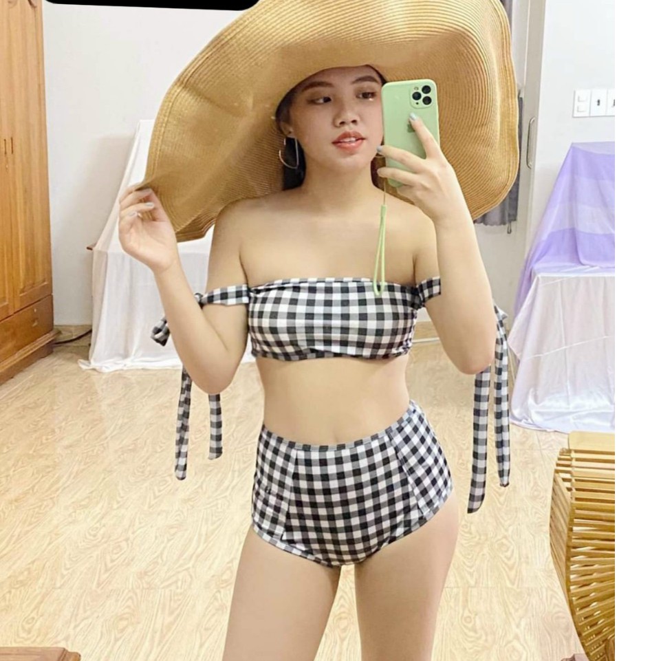Bikini 2 mảnh quây caro siêu đẹp nữ tính mặc đi biển đi bơi đẹp