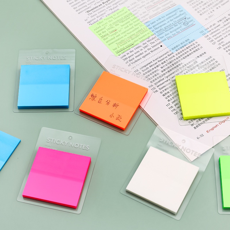 Giấy ghi chú, sticky notes dạng trong suốt, nhiều màu sắc