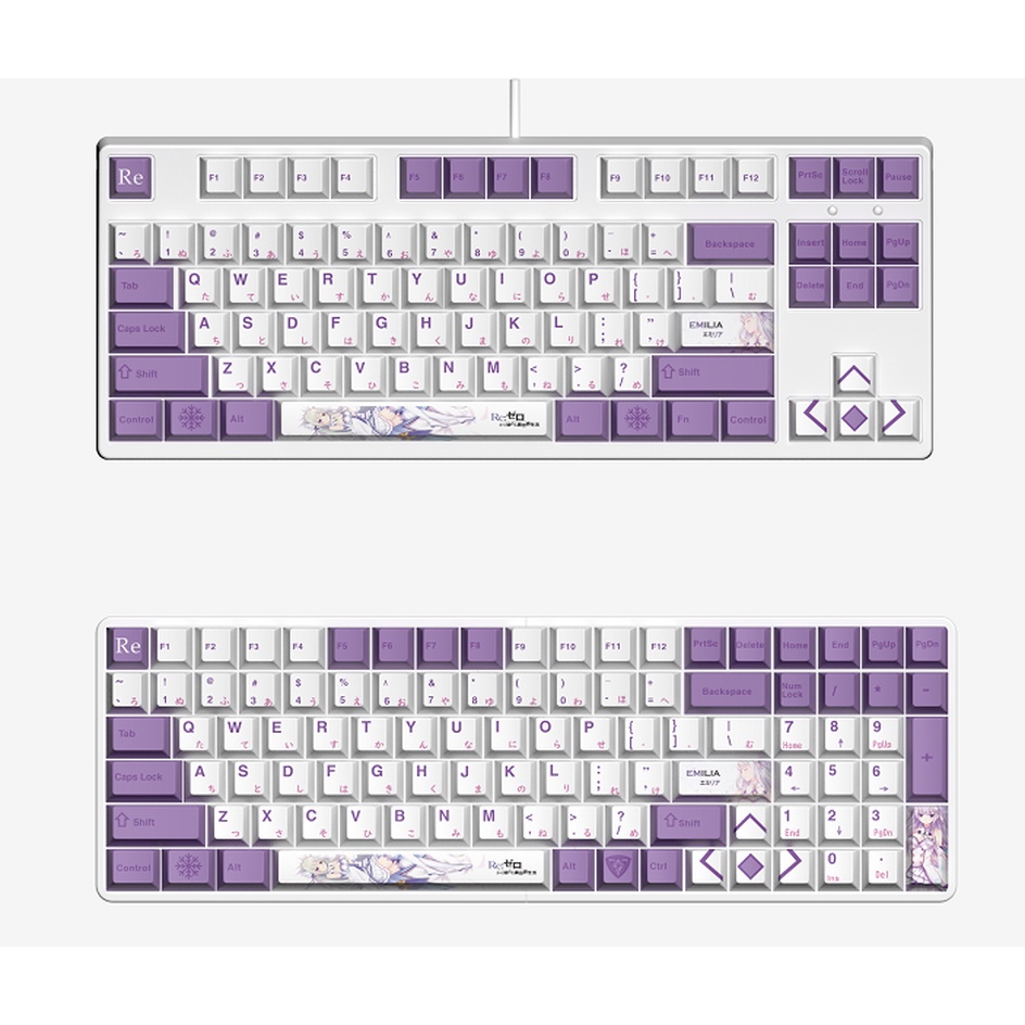 Emilia keycap Cherry Profile Re: zero theme anime PBT Dye thăng hoa bàn phím cơ học keycap